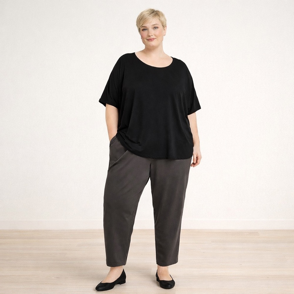 EILEEN FISHER SLIM SLOUCHY ANKLE PANT IN SLATE GRAY POCKETS SIZE 1X NWT
